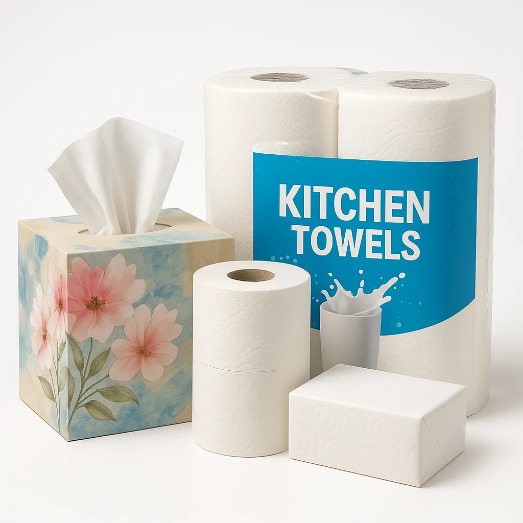 Tissues, Toilet Rolls, Kitchen Towels